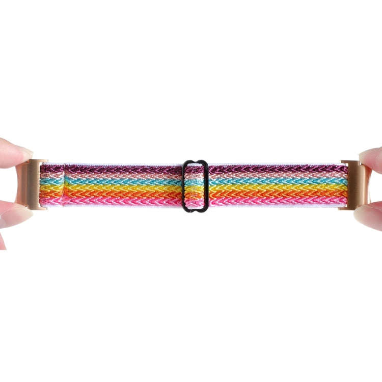 For Samsung Galaxy Watch6/6 Classic/5/5 Pro Wave Braided Nylon Watch Band(Rainbow)