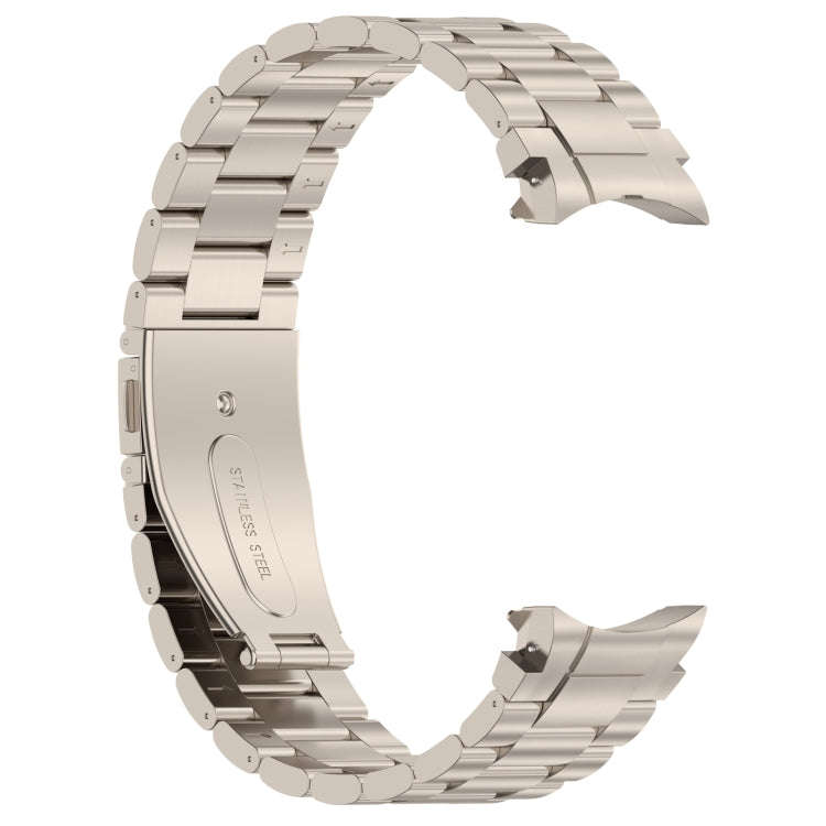 For Samsung Galaxy Watch6/6 Classic/5/5 Pro Button Style Three-bead Metal Watch Band(Titanium Color)