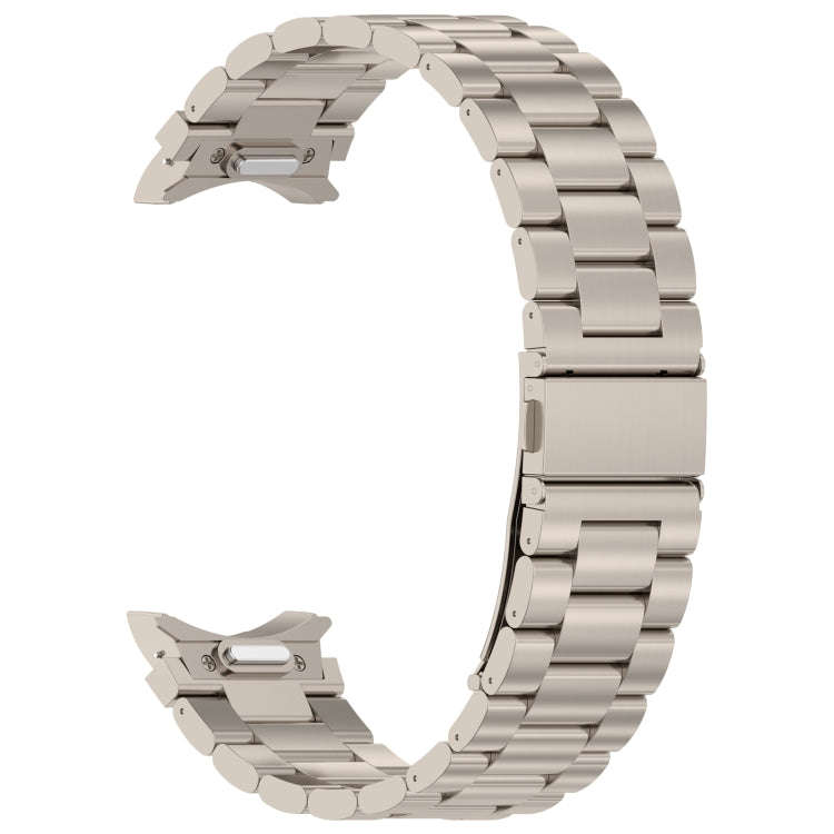 For Samsung Galaxy Watch6/6 Classic/5/5 Pro Button Style Three-bead Metal Watch Band(Titanium Color)