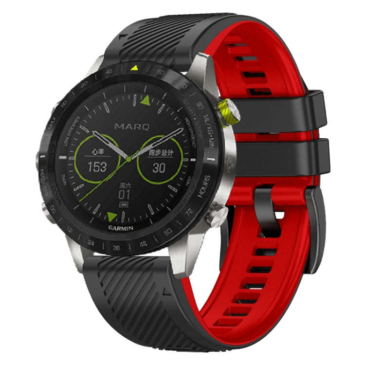 For Garmin Fenix 7X Twill Two Color Quick Release Silicone Watch Band(Black Red)