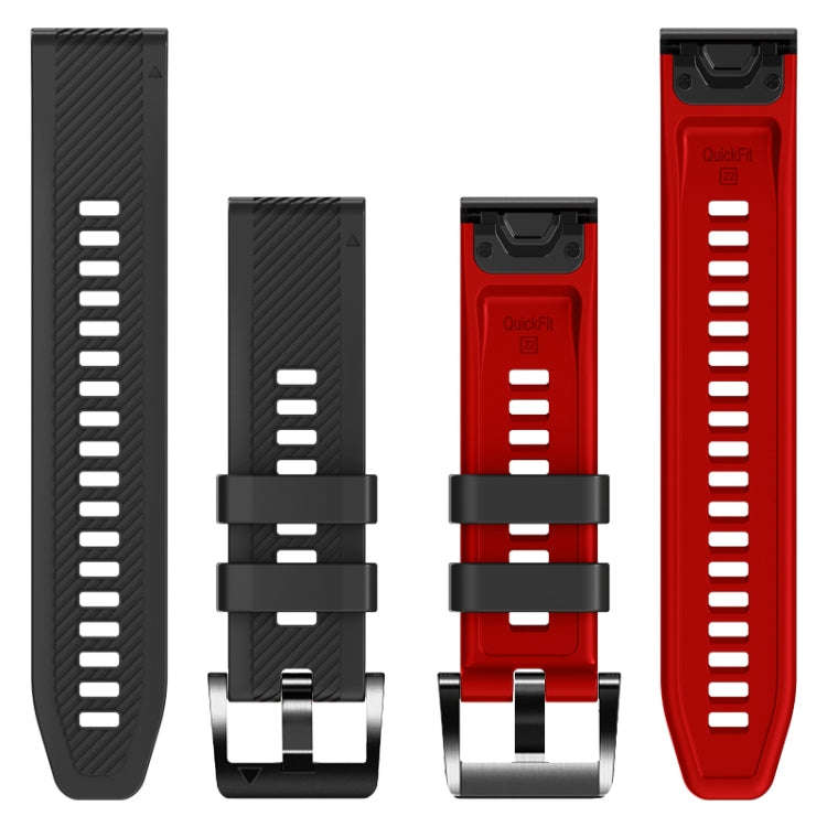 For Garmin Fenix 7X Twill Two Color Quick Release Silicone Watch Band(Black Red)