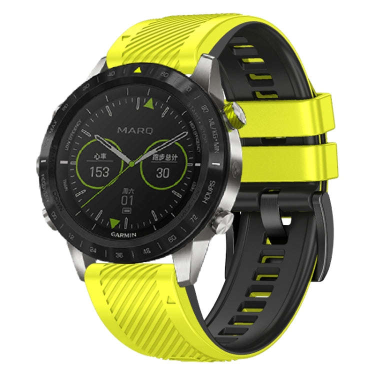 For Garmin Fenix 7X Twill Two Color Quick Release Silicone Watch Band(Lime Black)