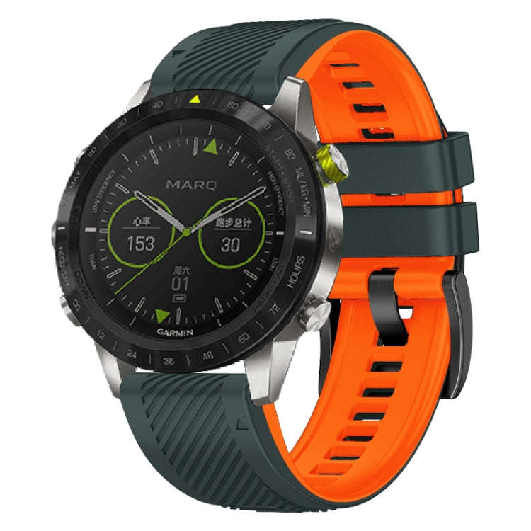 For Garmin Fenix 7X Twill Two Color Quick Release Silicone Watch Band(Gray Orange)