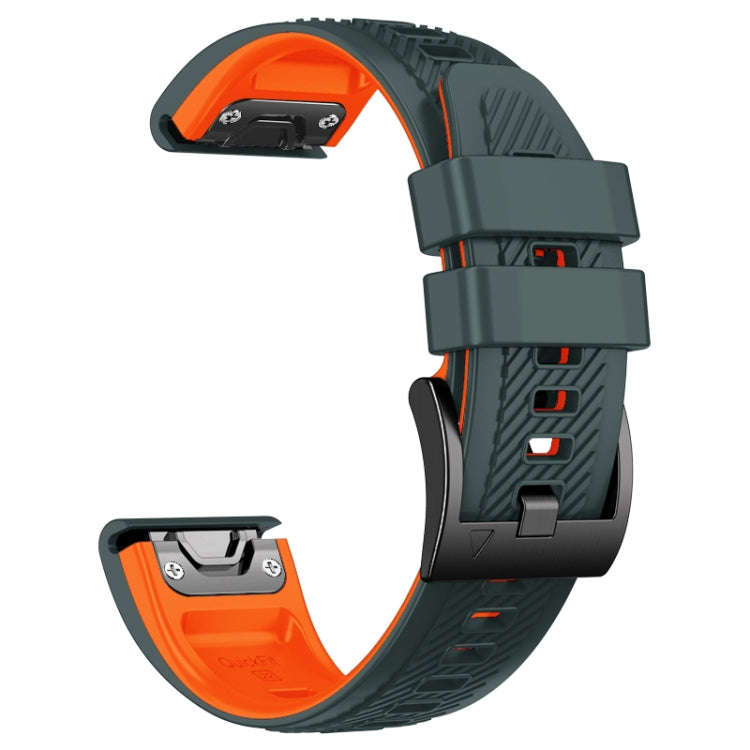 For Garmin Fenix 7X Twill Two Color Quick Release Silicone Watch Band(Gray Orange)
