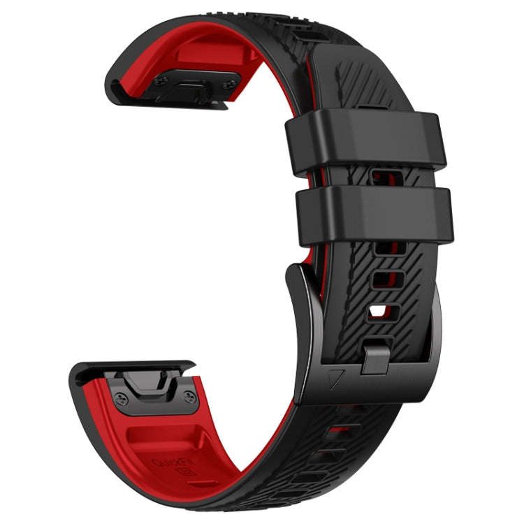 For Garmin Fenix 7 Twill Two Color Quick Release Silicone Watch Band(Black Red)