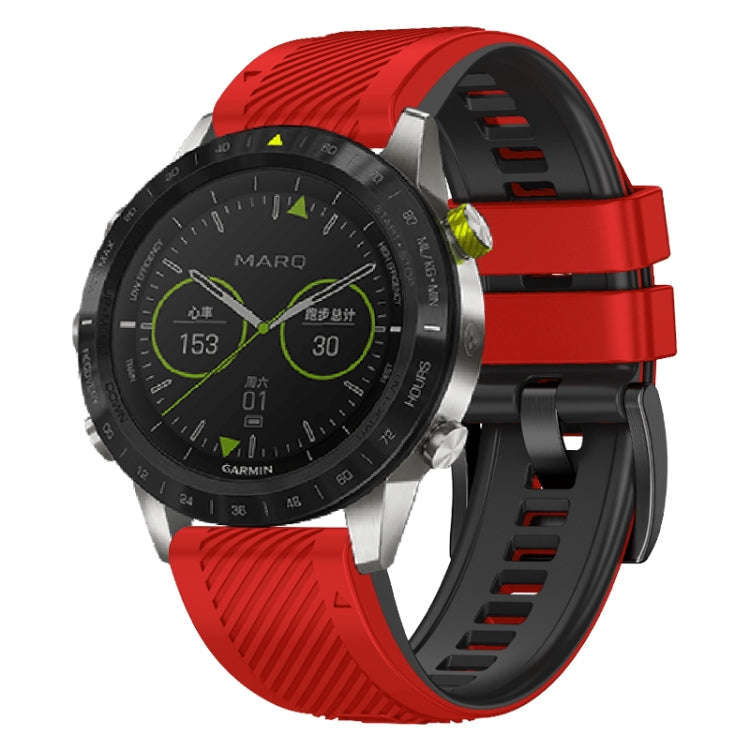For Garmin Fenix 7 Twill Two Color Quick Release Silicone Watch Band(Red Black)