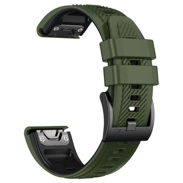 For Garmin Fenix 7 Twill Two Color Quick Release Silicone Watch Band(Army Green Black)