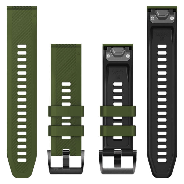 For Garmin Fenix 7 Twill Two Color Quick Release Silicone Watch Band(Army Green Black)