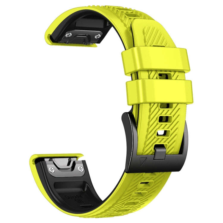 For Garmin Fenix 7 Twill Two Color Quick Release Silicone Watch Band(Lime Black)