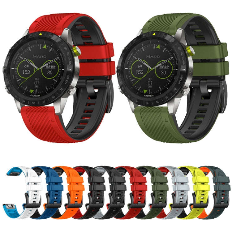 For Garmin Fenix 7X Twill Two Color Quick Release Silicone Watch Band(Gray Orange)