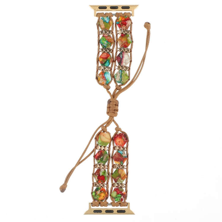 For Apple Watch Series 2 42mm Hexagonal Stones Drawstring Chain Watch Band(Colorful)