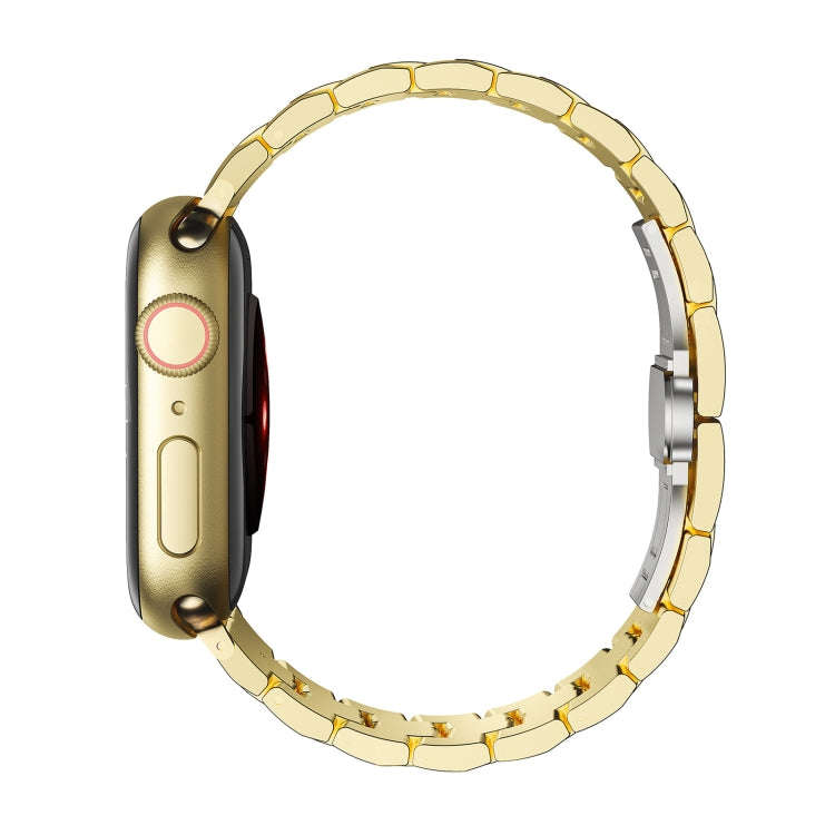 For Apple Watch Ultra 49mm Butterfly Buckle 5-Beads Metal Watch Band(Black Red)