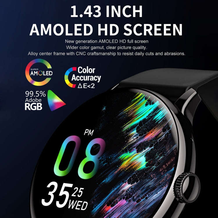 CY500 1.43 inch AMOLED Screen Smart Watch, BT Call / Heart Rate / Blood Pressure / Blood Oxygen(S...