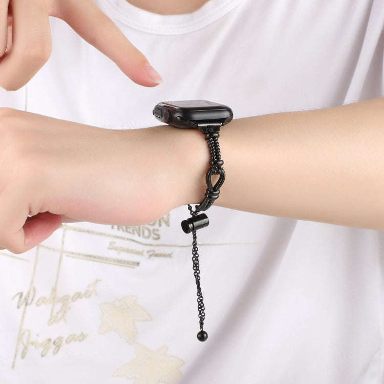 For Apple Watch Series 9 41mm Twist Metal Bracelet Chain Watch Band(Black)