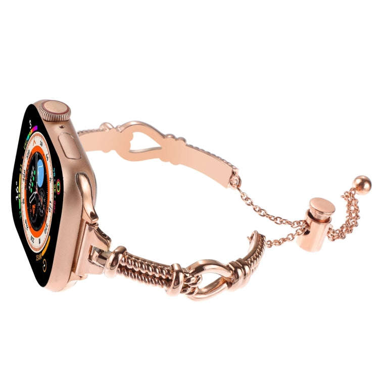 For Apple Watch Series 8 41mm Twist Metal Bracelet Chain Watch Band(Rose Gold)