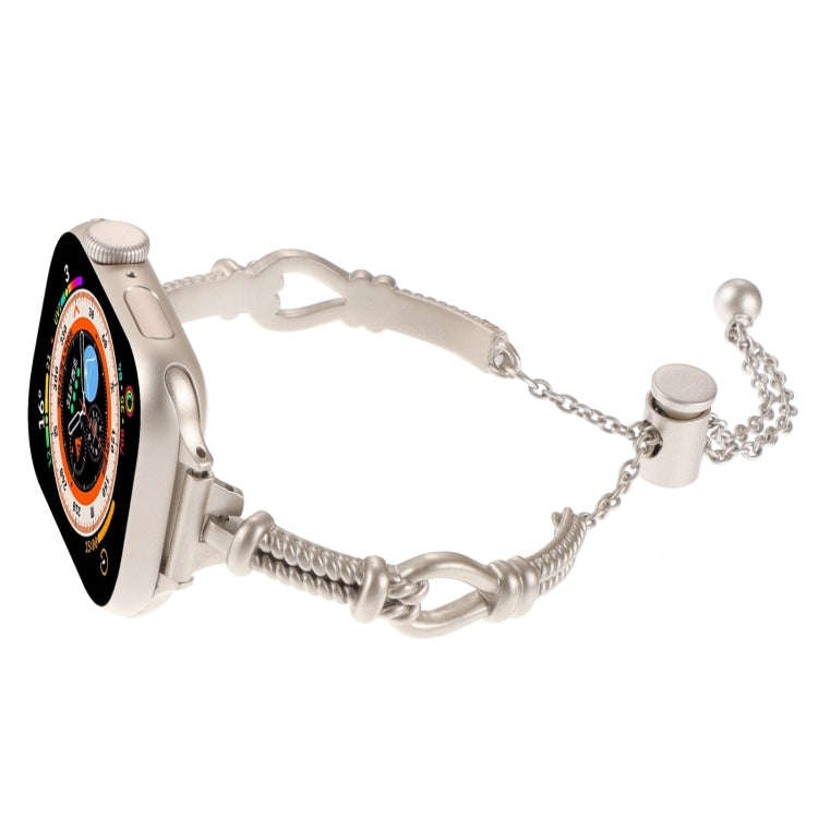 For Apple Watch Series 8 45mm Twist Metal Bracelet Chain Watch Band(Starlight)