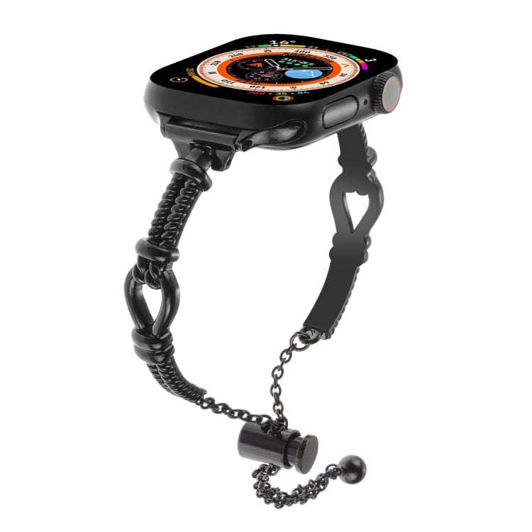 For Apple Watch Series 6 44mm Twist Metal Bracelet Chain Watch Band(Black)