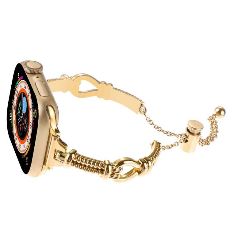For Apple Watch Series 3 42mm Twist Metal Bracelet Chain Watch Band(Gold)