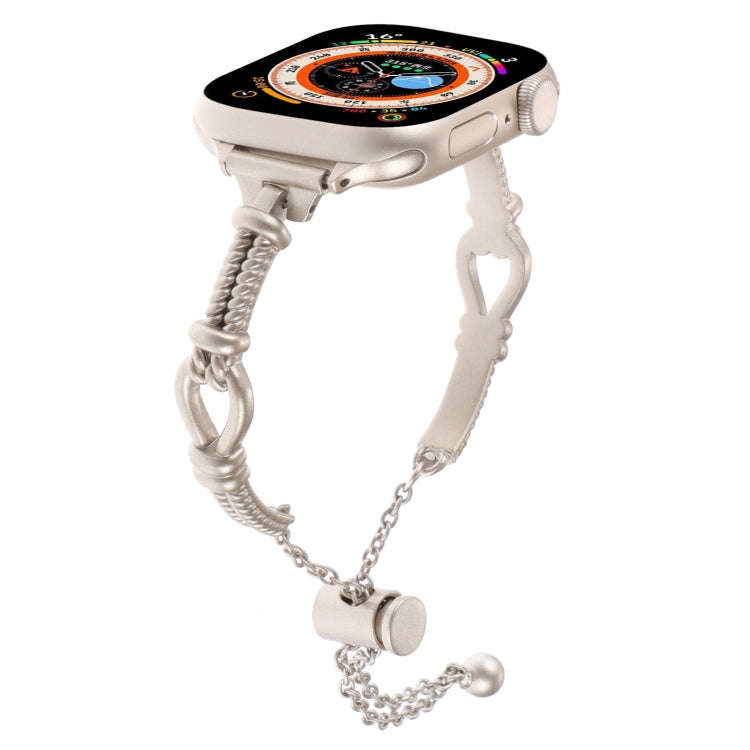 For Apple Watch Series 3 42mm Twist Metal Bracelet Chain Watch Band(Starlight)