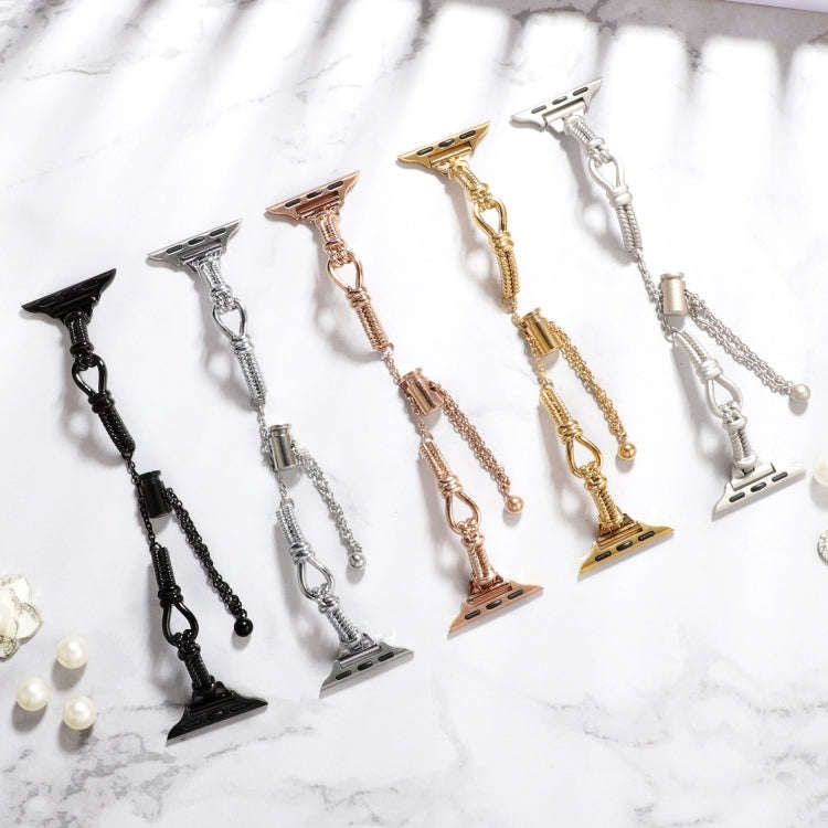 For Apple Watch Series 3 42mm Twist Metal Bracelet Chain Watch Band(Starlight)