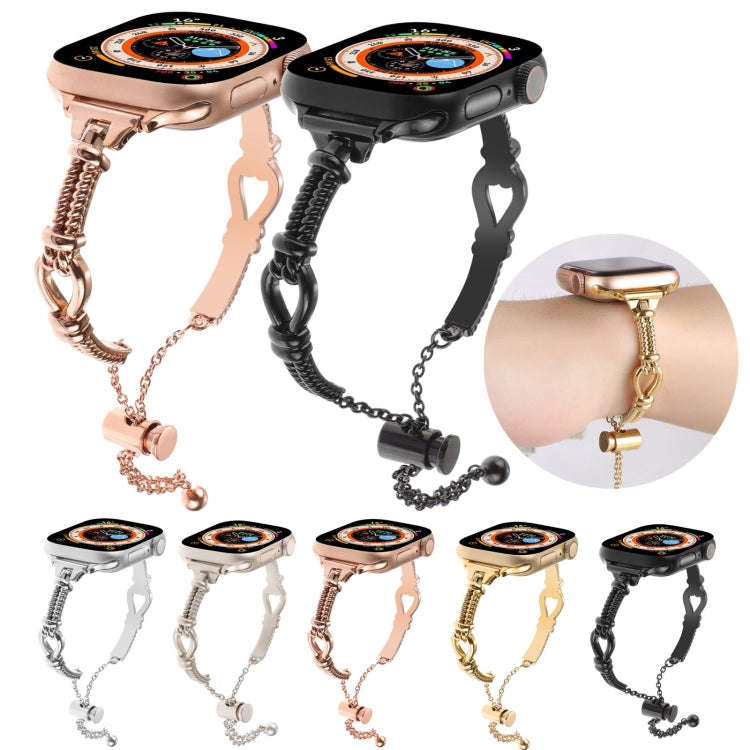 For Apple Watch Series 3 42mm Twist Metal Bracelet Chain Watch Band(Starlight)