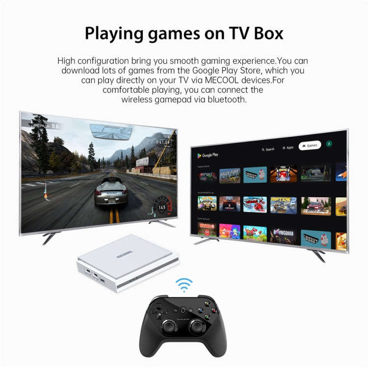 MECOOL KM2 Plus Android 11 Dual-band WiFi Smart Voice TV Box 4GB+32GB, UK Plug(White)
