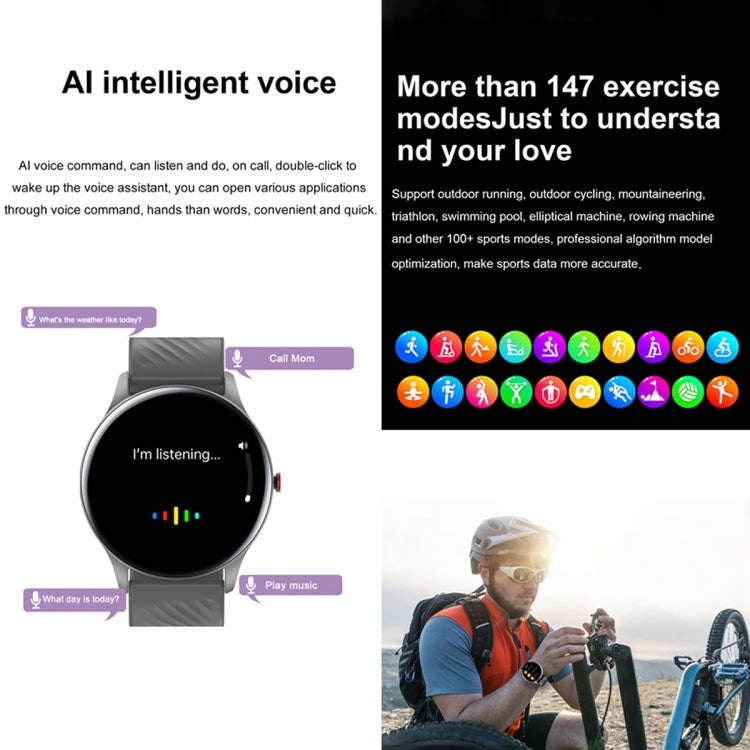 YK02 1.43 inch AMOLED Screen Smart Watch, BT Call / Heart Rate / Blood Pressure / Blood Oxygen(Blue)