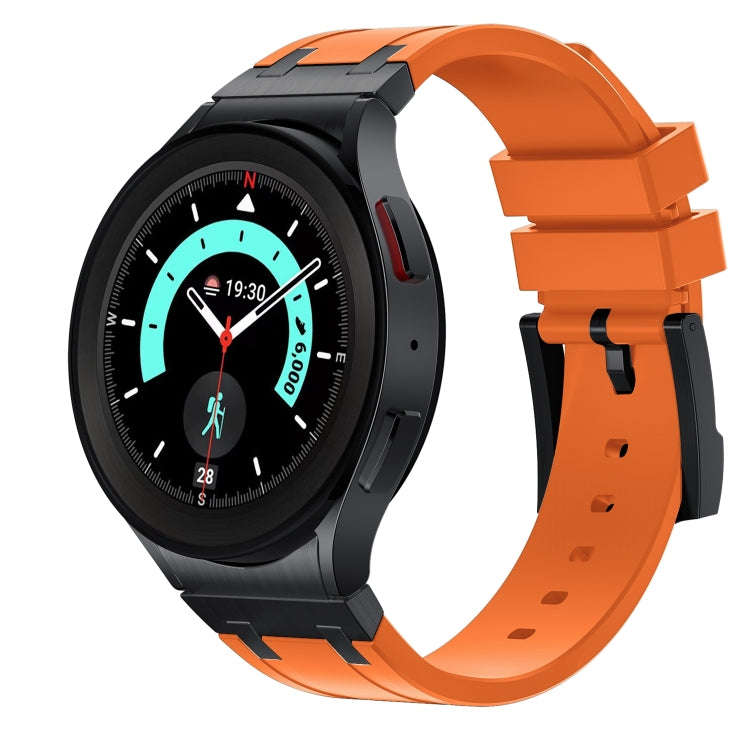 For Samsung Galaxy Watch 4 / 5 / 6 AP Series Liquid Silicone Watch Band(Black Orange)