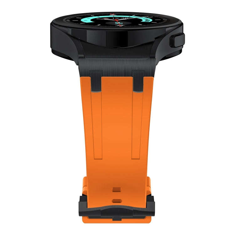 For Samsung Galaxy Watch 4 / 5 / 6 AP Series Liquid Silicone Watch Band(Black Orange)