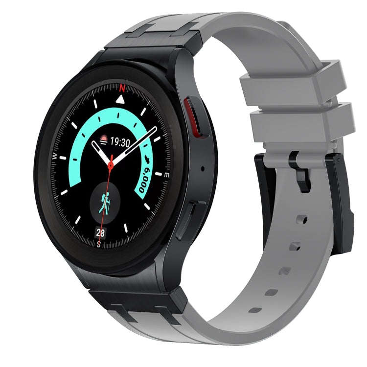 For Samsung Galaxy Watch 4 / 5 / 6 AP Series Liquid Silicone Watch Band(Black Grey)