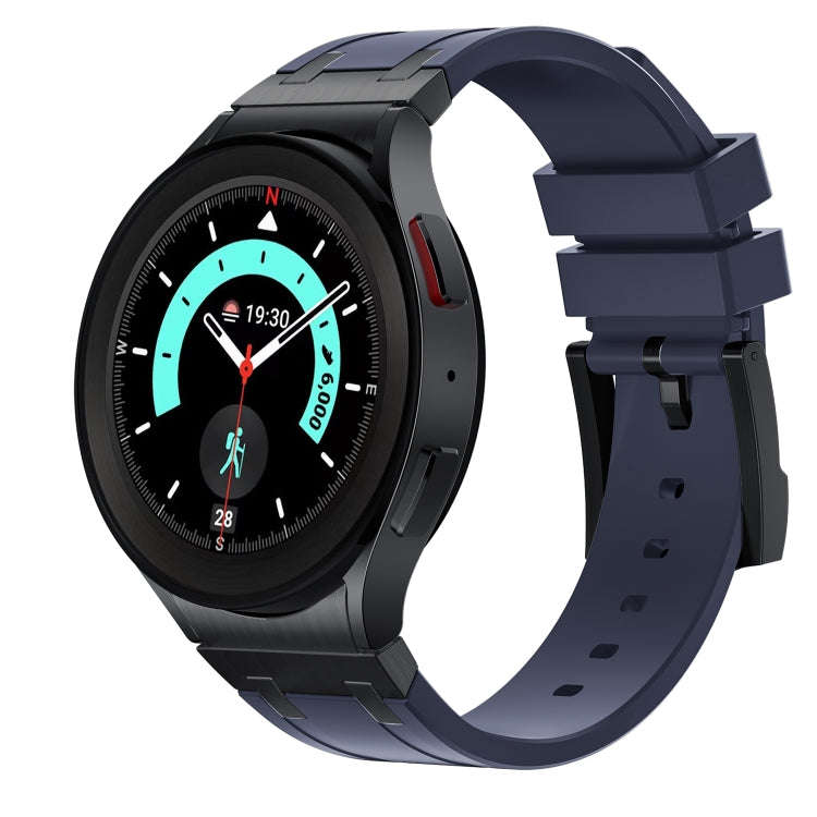For Samsung Galaxy Watch 4 / 5 / 6 AP Series Liquid Silicone Watch Band(Black Blue)