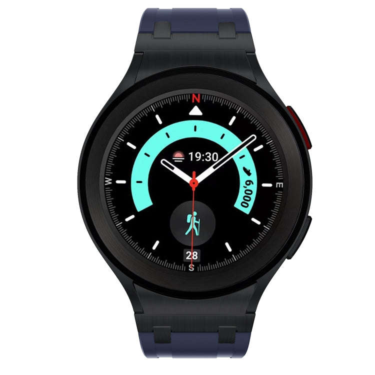 For Samsung Galaxy Watch 4 / 5 / 6 AP Series Liquid Silicone Watch Band(Black Blue)