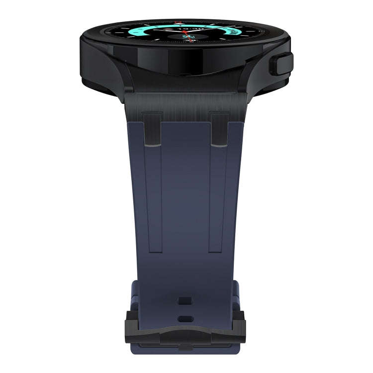 For Samsung Galaxy Watch 4 / 5 / 6 AP Series Liquid Silicone Watch Band(Black Blue)