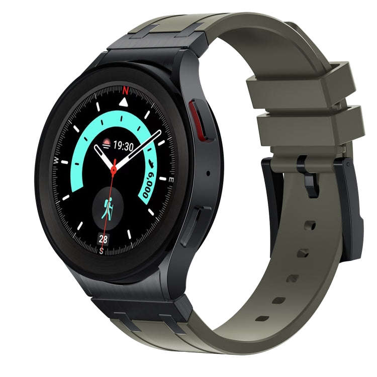 For Samsung Galaxy Watch 4 / 5 / 6 AP Series Liquid Silicone Watch Band(Black Green)