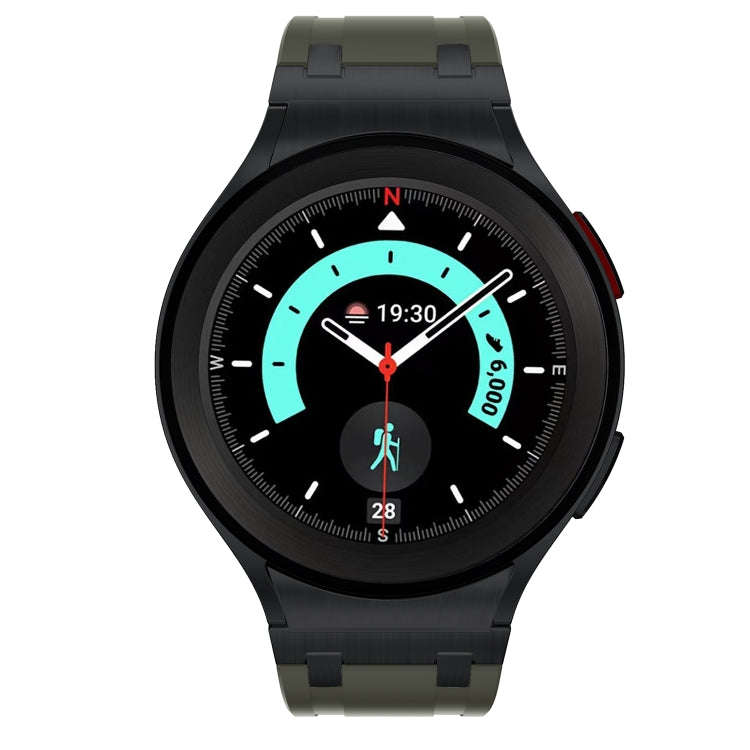 For Samsung Galaxy Watch 4 / 5 / 6 AP Series Liquid Silicone Watch Band(Black Green)