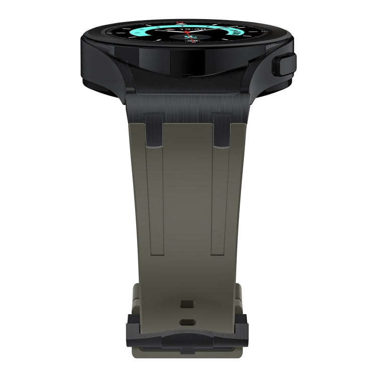 For Samsung Galaxy Watch 4 / 5 / 6 AP Series Liquid Silicone Watch Band(Black Green)