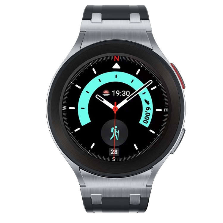 For Samsung Galaxy watch 4 / 5 / 6 AP Series Liquid Silicone Watch Band(Silver Black)