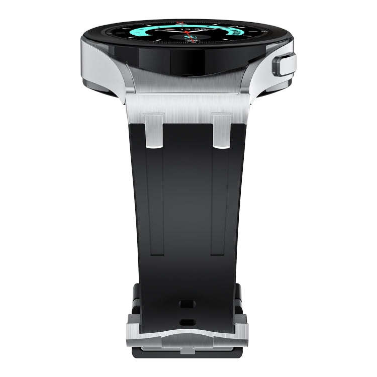 For Samsung Galaxy watch 4 / 5 / 6 AP Series Liquid Silicone Watch Band(Silver Black)