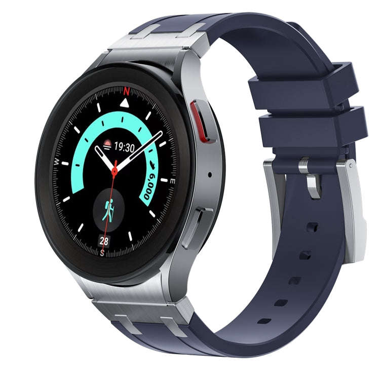 For Samsung Galaxy Watch 4 / 5 / 6 AP Series Liquid Silicone Watch Band(Silver Blue)