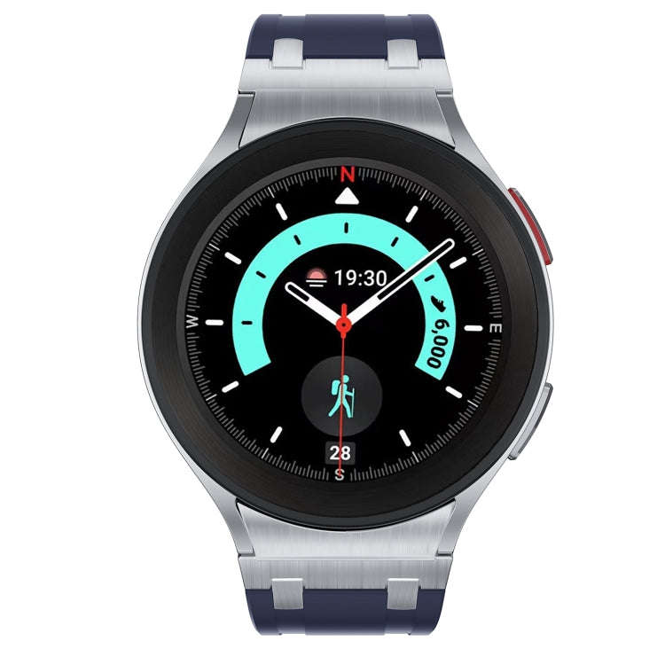 For Samsung Galaxy Watch 4 / 5 / 6 AP Series Liquid Silicone Watch Band(Silver Blue)