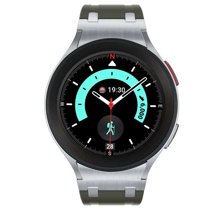 For Samsung Galaxy Watch 4 / 5 / 6 AP Series Liquid Silicone Watch Band(Silver Green)