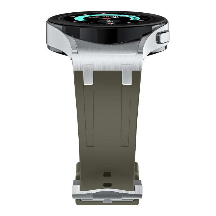 For Samsung Galaxy Watch 4 / 5 / 6 AP Series Liquid Silicone Watch Band(Silver Green)