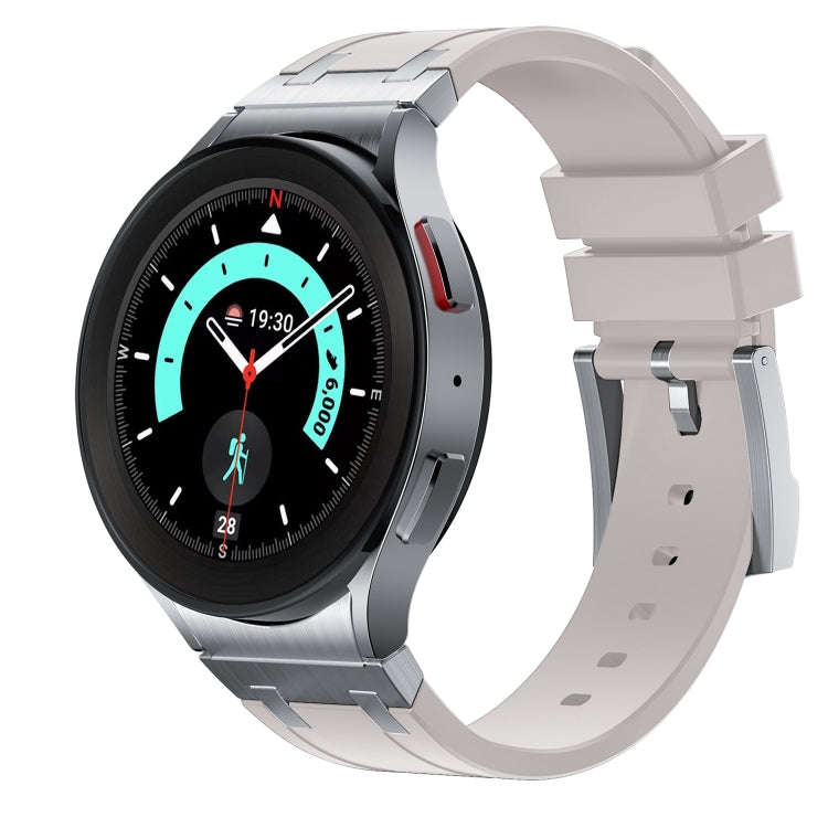 For Samsung Galaxy Watch 4 / 5 / 6 AP Series Liquid Silicone Watch Band(Silver Starlight)