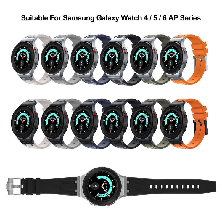 For Samsung Galaxy Watch 4 / 5 / 6 AP Series Liquid Silicone Watch Band(Silver Blue)