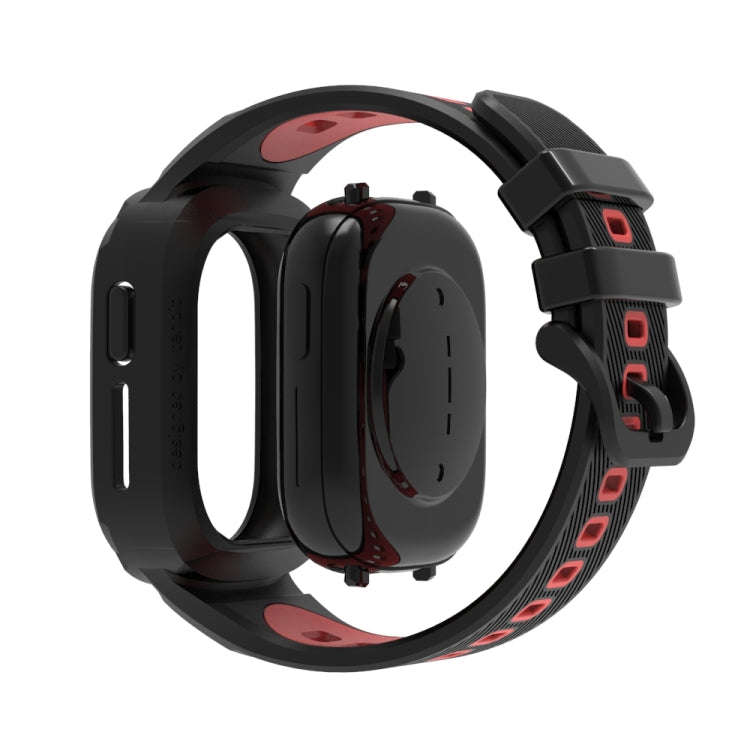 For Honor Watch 4 Two Color Integrated TPU Watch Band(Black Red)
