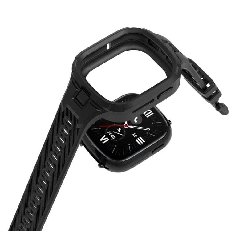 For Honor Watch 4 Solid Color Integrated TPU Watch Band(Black)