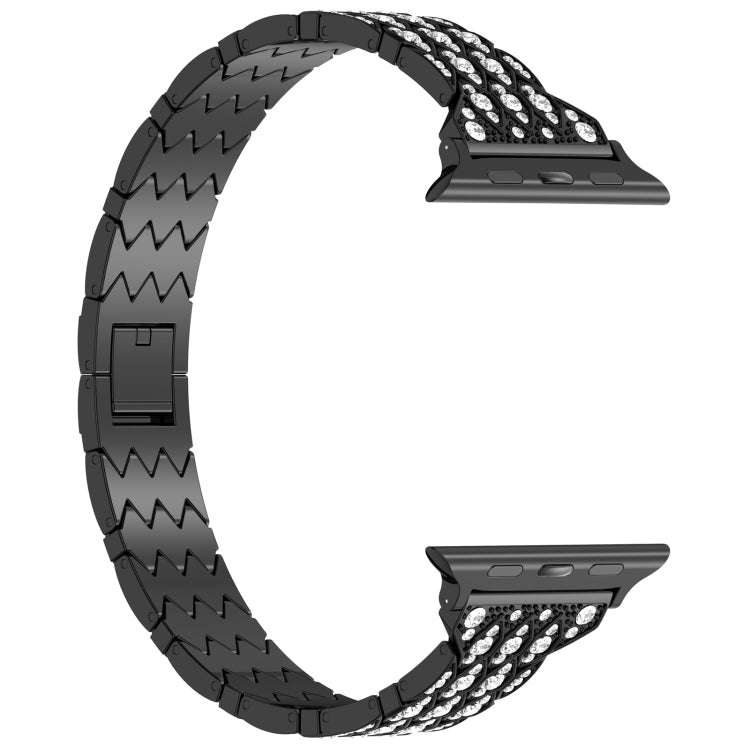 For Apple Watch Series 9 41mm Devil Eye Diamond Bracelet Metal Watch Band(Black)