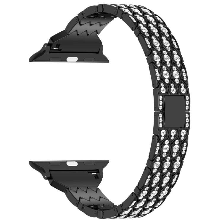 For Apple Watch Series 9 41mm Devil Eye Diamond Bracelet Metal Watch Band(Black)