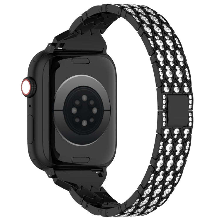 For Apple Watch Series 9 41mm Devil Eye Diamond Bracelet Metal Watch Band(Black)