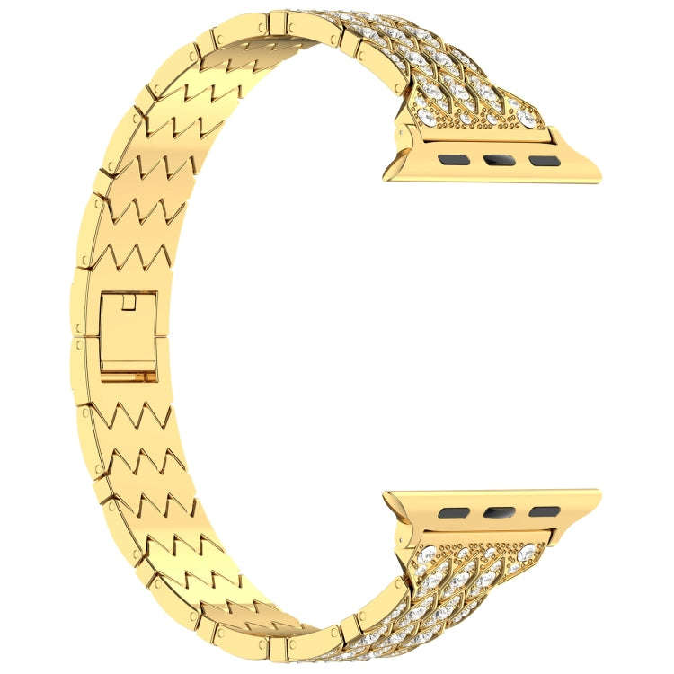 For Apple Watch Series 9 41mm Devil Eye Diamond Bracelet Metal Watch Band(Gold)